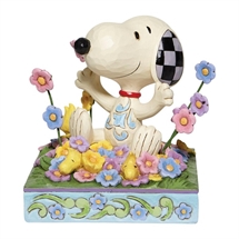 Peanuts - Snoopy in a bed of Flowers H: 12 cm. 